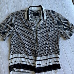 Black & White Geometric Button-Up Shirt